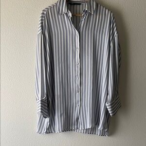 ZARA striped satin blouse